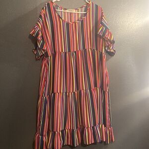 Haptics By Holly Harper Tiered Stripe Dress Women's Size Large With Pockets